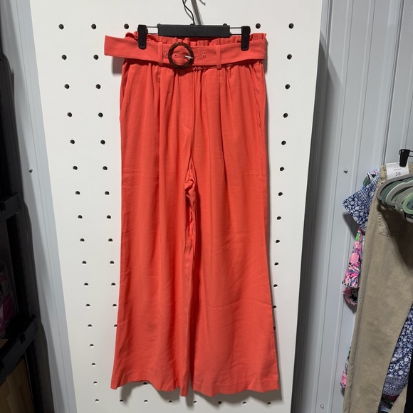 Ann Taylor Pants - NWT Ann Taylor Coral Wide-Leg Pants with Belt Size S